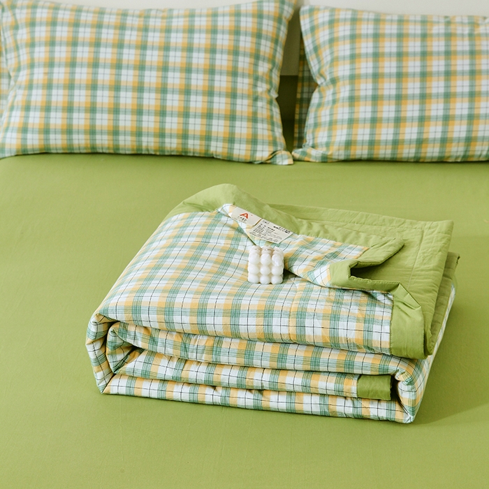 91家纺网 家纺一手货源 找家纺 春皖家纺 2026新款全棉色织宽边棉花夏被-云恋 云恋-芒果格