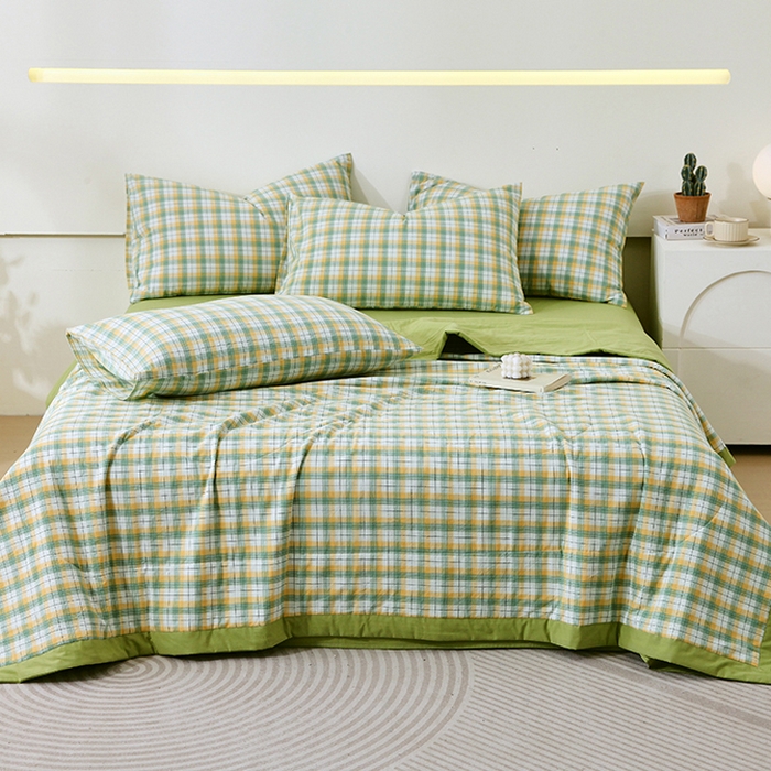 91家纺网 家纺一手货源 找家纺 春皖家纺 2026新款全棉色织宽边棉花夏被-云恋 云恋-芒果格