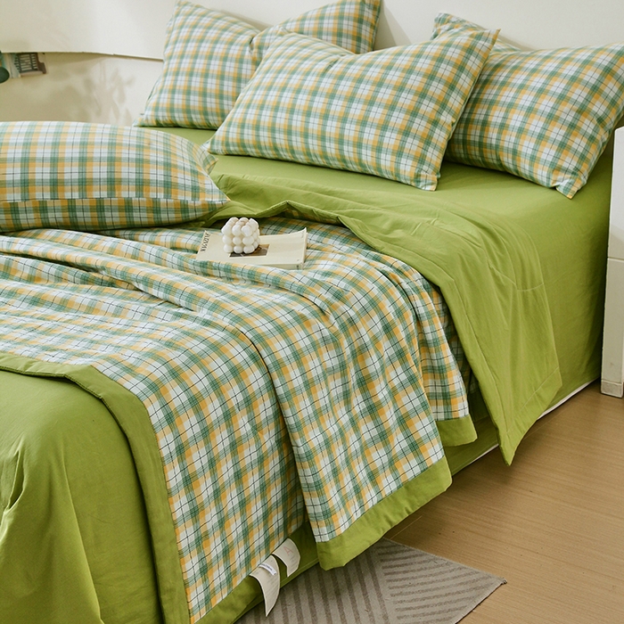 91家纺网 家纺一手货源 找家纺 春皖家纺 2026新款全棉色织宽边棉花夏被-云恋 云恋-芒果格