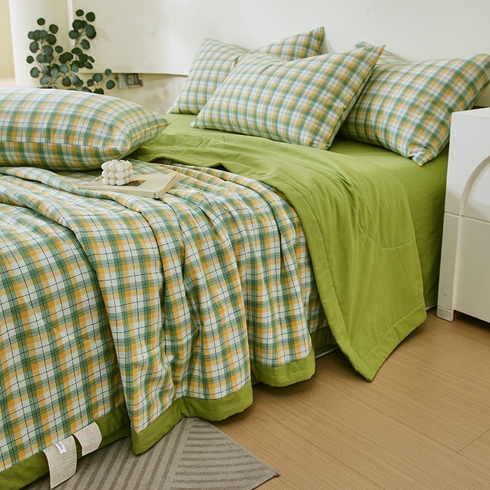 91家纺网 家纺一手货源 找家纺 春皖家纺 2026新款全棉色织宽边棉花夏被-云恋 云恋-芒果格