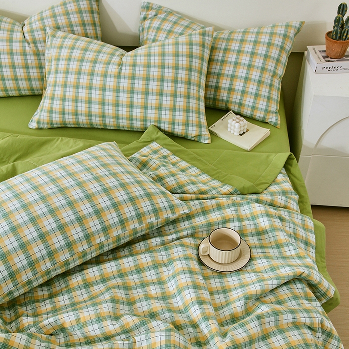 91家纺网 家纺一手货源 找家纺 春皖家纺 2026新款全棉色织宽边棉花夏被-云恋 云恋-芒果格