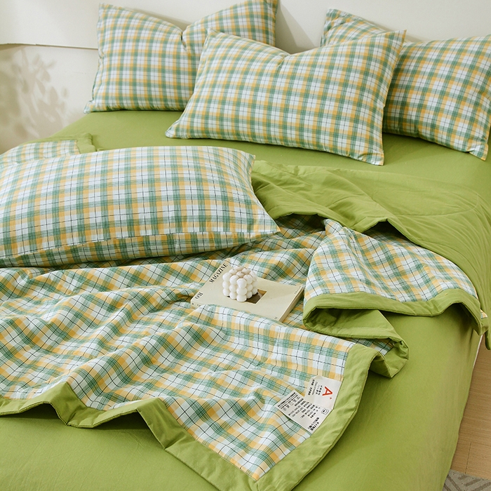 91家纺网 家纺一手货源 找家纺 春皖家纺 2026新款全棉色织宽边棉花夏被-云恋 云恋-芒果格