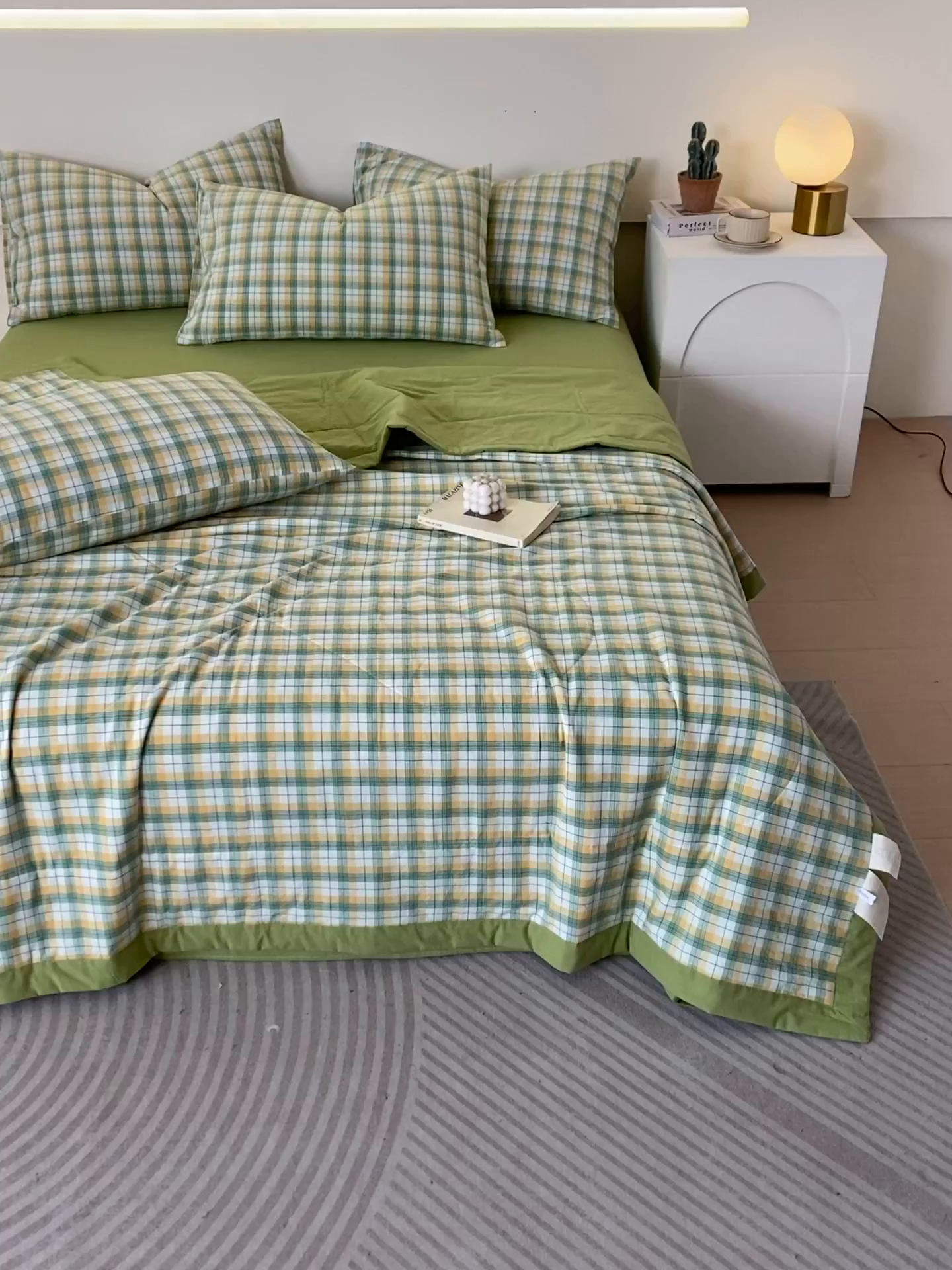 91家纺网 家纺一手货源 找家纺 春皖家纺 2026新款全棉色织宽边棉花夏被-云恋 云恋-芒果格