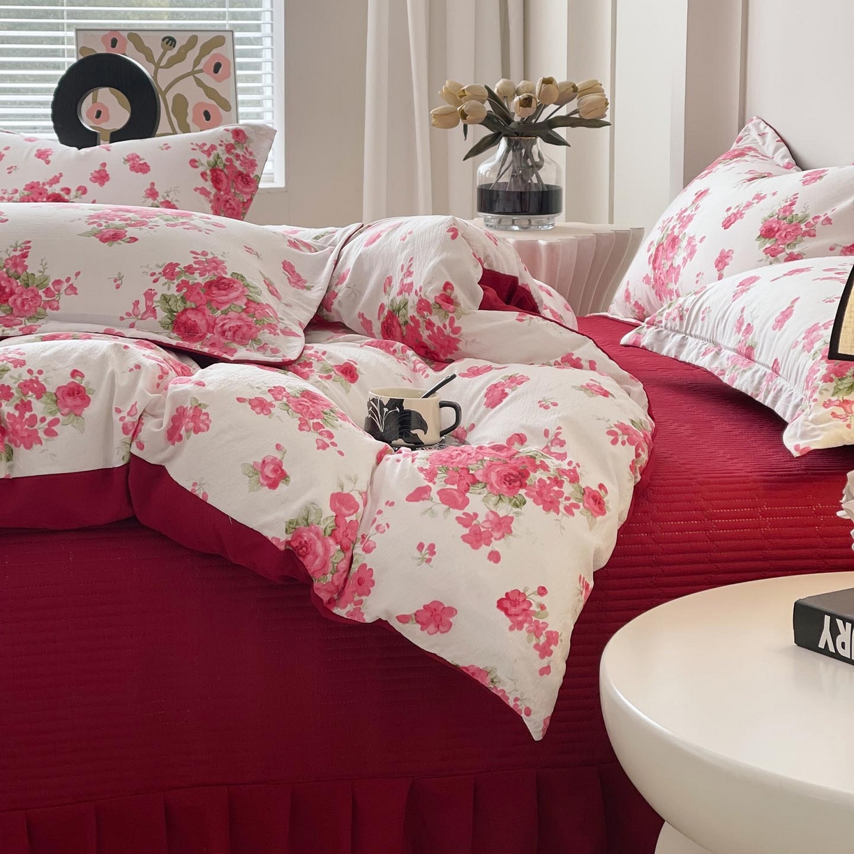 91家纺网 家纺一手货源 找家纺 麦田家纺 2026新款皱皱水洗棉床盖款四件套 安妮