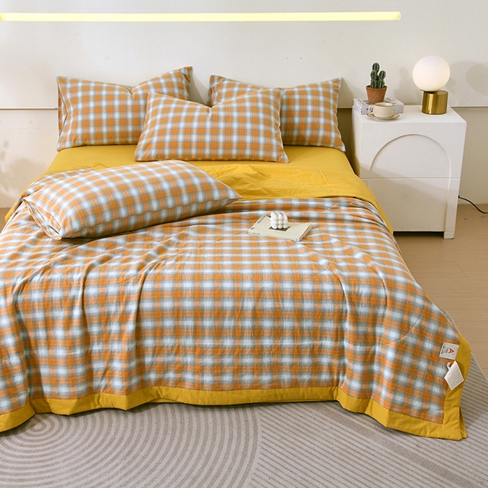 91家纺网 家纺一手货源 找家纺 春皖家纺 2026新款全棉色织宽边棉花夏被-云恋 云恋-沐夏