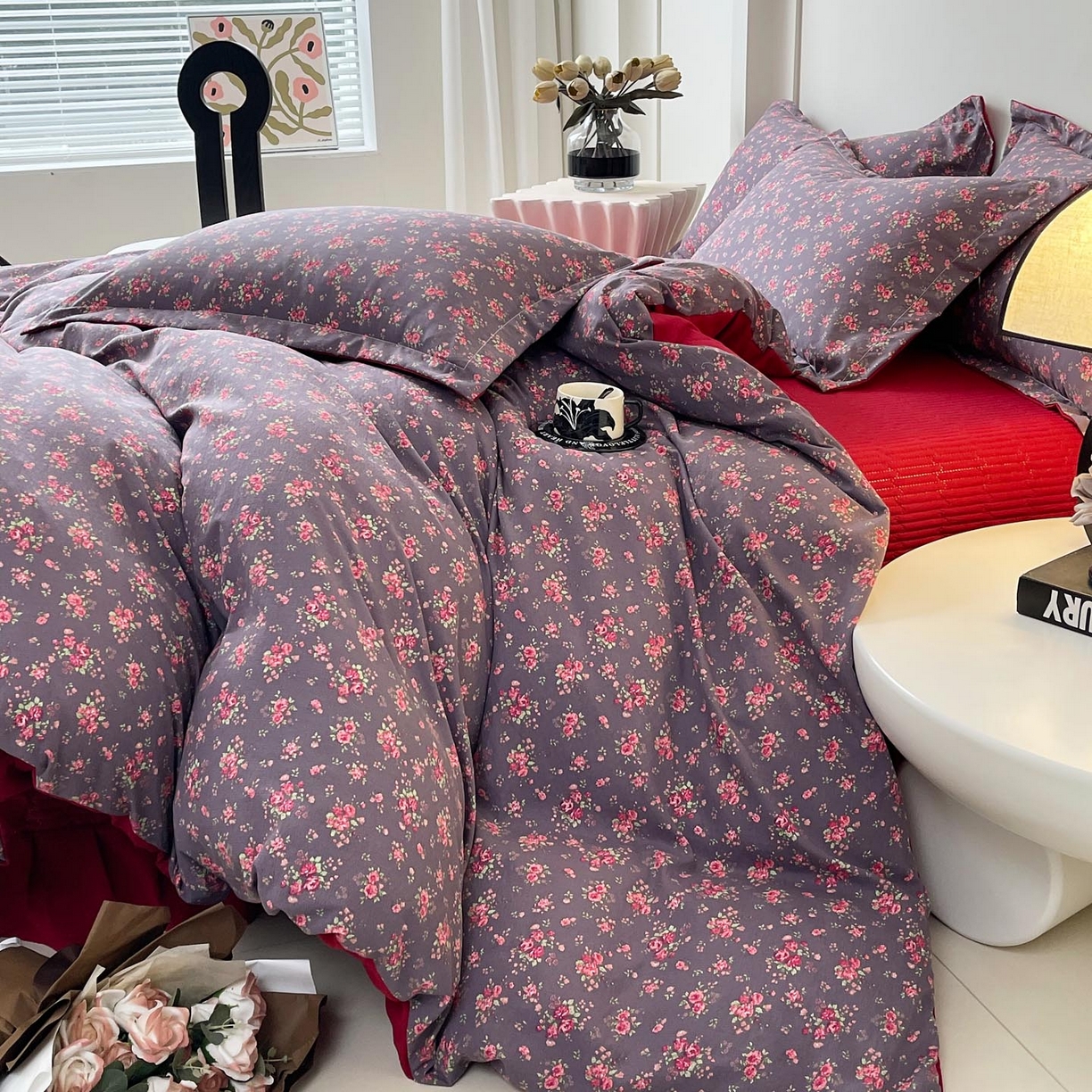 91家纺网 家纺一手货源 找家纺 麦田家纺 2026新款皱皱水洗棉床盖款四件套 繁花