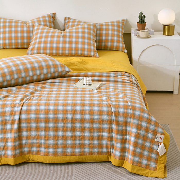 91家纺网 家纺一手货源 找家纺 春皖家纺 2026新款全棉色织宽边棉花夏被-云恋 云恋-沐夏