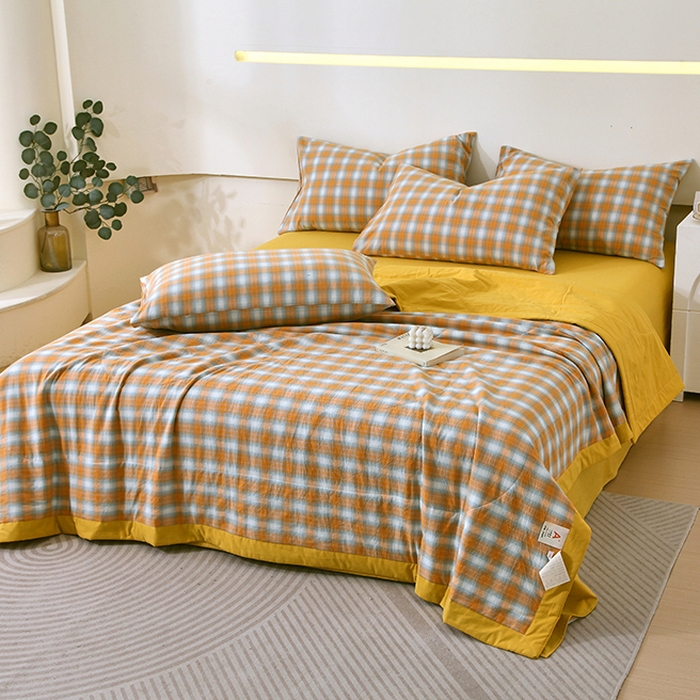 91家纺网 家纺一手货源 找家纺 春皖家纺 2026新款全棉色织宽边棉花夏被-云恋 云恋-沐夏