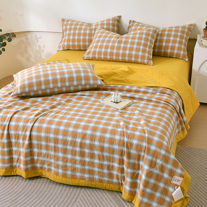 91家纺网 家纺一手货源 找家纺 春皖家纺 2026新款全棉色织宽边棉花夏被-云恋 云恋-沐夏