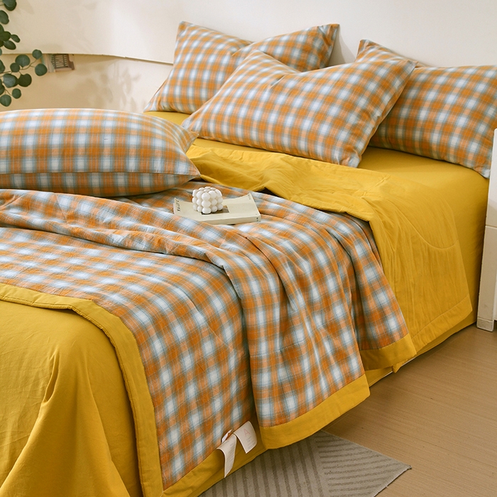 91家纺网 家纺一手货源 找家纺 春皖家纺 2026新款全棉色织宽边棉花夏被-云恋 云恋-沐夏