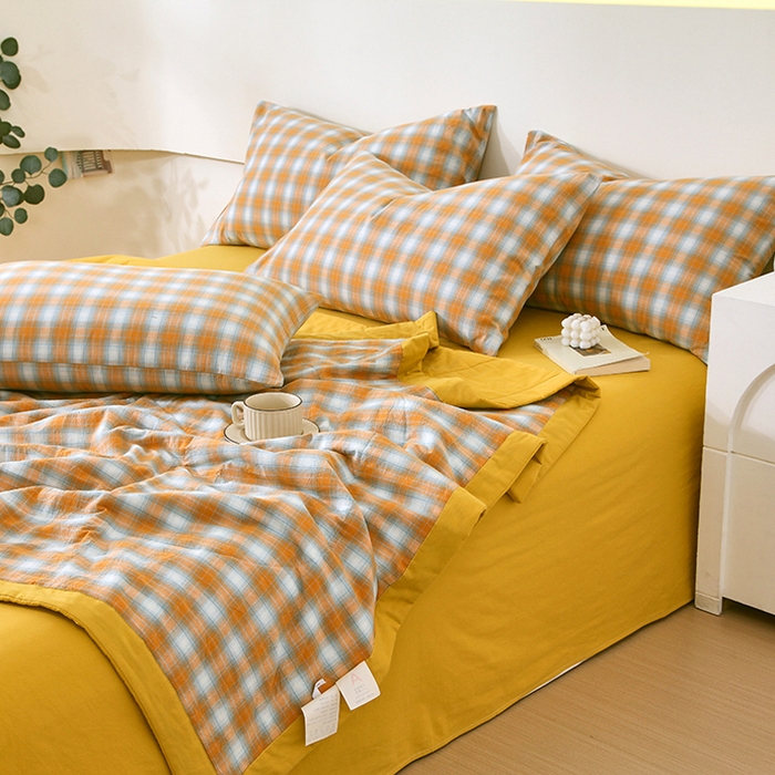 91家纺网 家纺一手货源 找家纺 春皖家纺 2026新款全棉色织宽边棉花夏被-云恋 云恋-沐夏