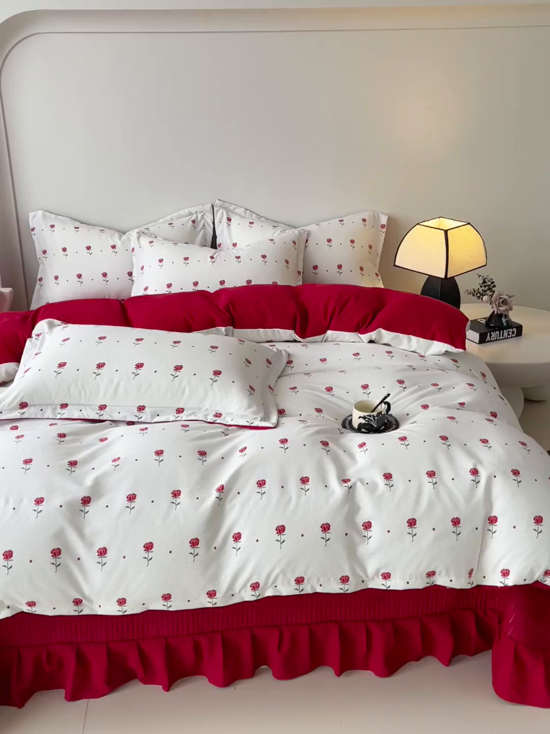 91家纺网 家纺一手货源 找家纺 麦田家纺 2026新款皱皱水洗棉床盖款四件套 卡地亚-红