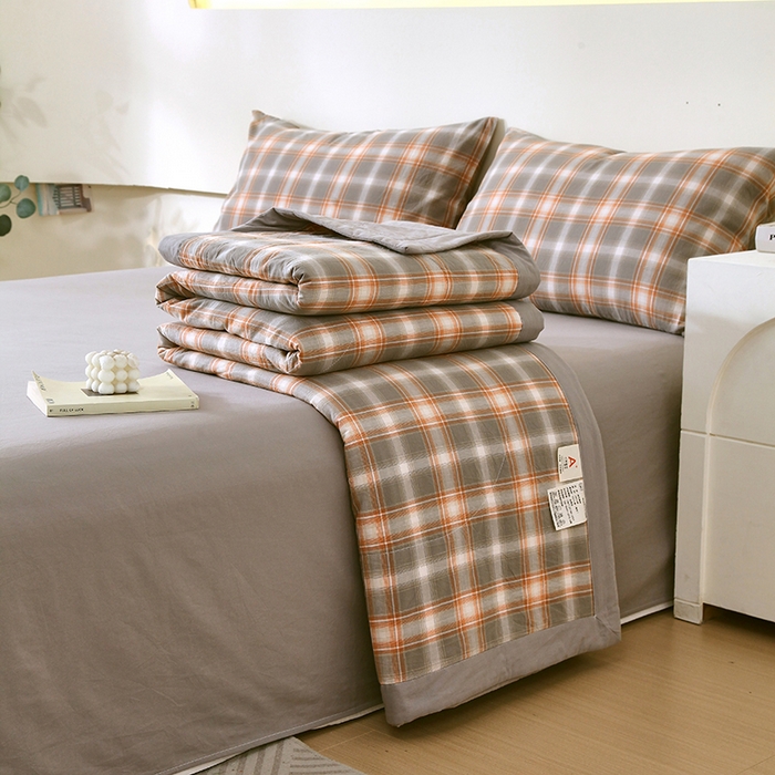 91家纺网 家纺一手货源 找家纺 春皖家纺 2026新款全棉色织宽边棉花夏被-云恋 云恋-诺卡