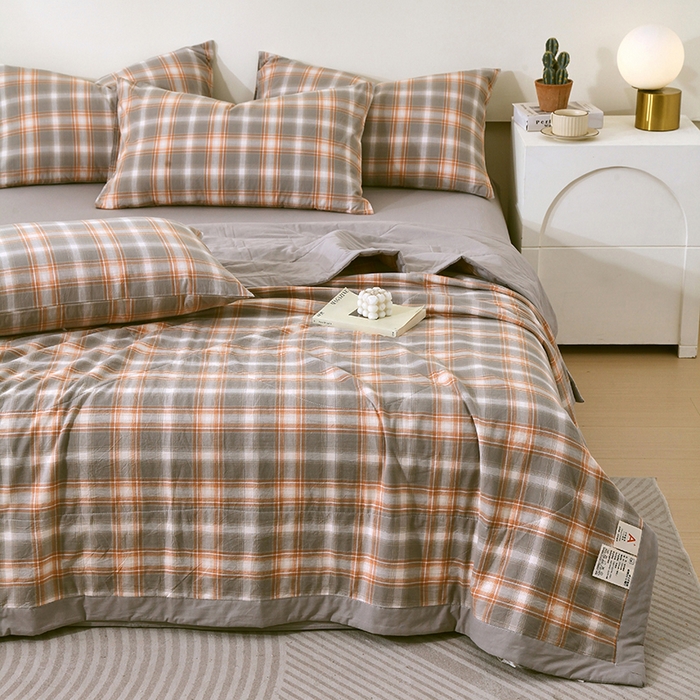 91家纺网 家纺一手货源 找家纺 春皖家纺 2026新款全棉色织宽边棉花夏被-云恋 云恋-诺卡