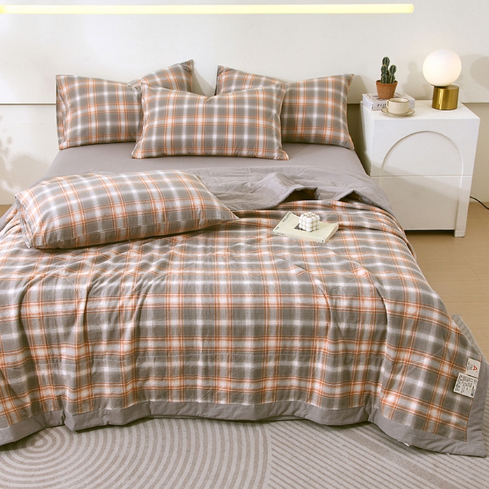 91家纺网 家纺一手货源 找家纺 春皖家纺 2026新款全棉色织宽边棉花夏被-云恋 云恋-诺卡