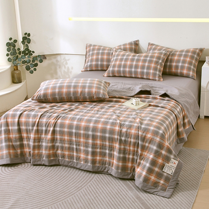 91家纺网 家纺一手货源 找家纺 春皖家纺 2026新款全棉色织宽边棉花夏被-云恋 云恋-诺卡