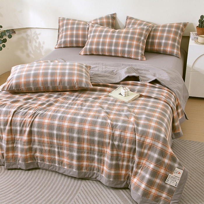 91家纺网 家纺一手货源 找家纺 春皖家纺 2026新款全棉色织宽边棉花夏被-云恋 云恋-诺卡