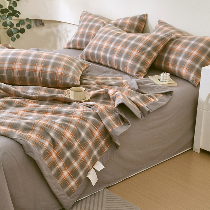 91家纺网 家纺一手货源 找家纺 春皖家纺 2026新款全棉色织宽边棉花夏被-云恋 云恋-诺卡