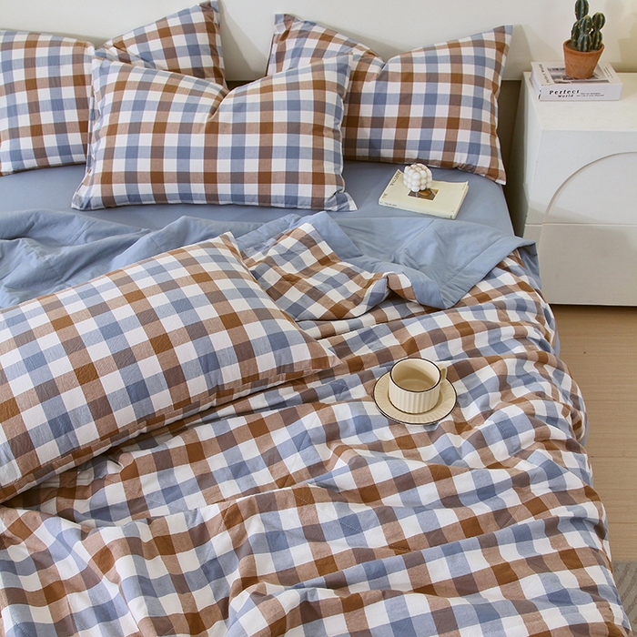 91家纺网 家纺一手货源 找家纺 春皖家纺 2026新款全棉色织宽边棉花夏被-云恋 云恋-七彩格