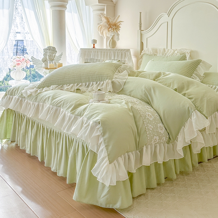 91家纺网 家纺一手货源 找家纺 网红馆（ck家纺）2026新款星河蜜语全棉床盖四件套 星河蜜语 绿