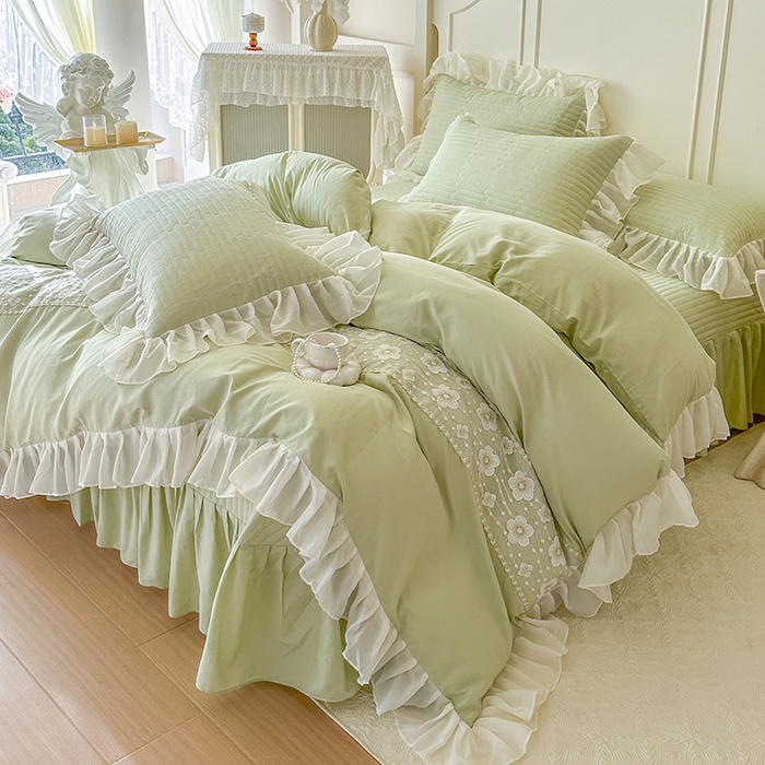 91家纺网 家纺一手货源 找家纺 网红馆（ck家纺）2026新款星河蜜语全棉床盖四件套 星河蜜语 绿