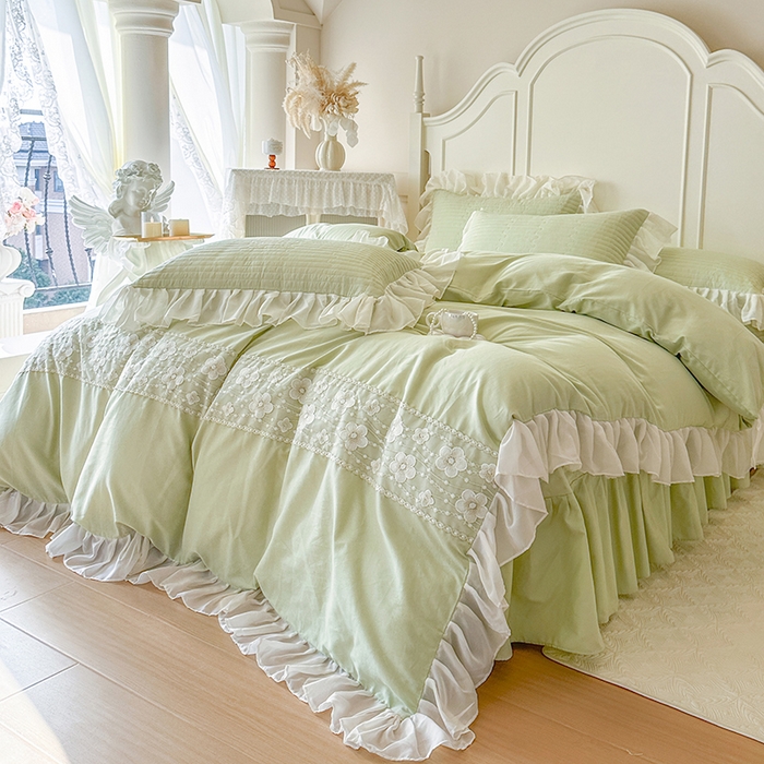 91家纺网 家纺一手货源 找家纺 网红馆（ck家纺）2026新款星河蜜语全棉床盖四件套 星河蜜语 绿