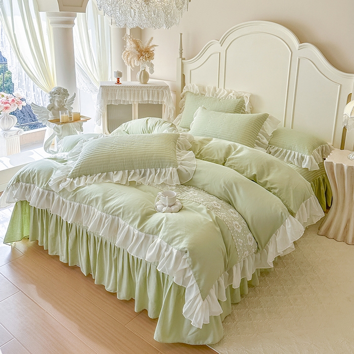 91家纺网 家纺一手货源 找家纺 网红馆（ck家纺）2026新款星河蜜语全棉床盖四件套 星河蜜语 绿