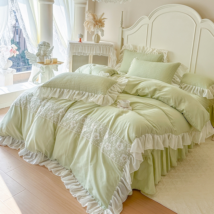 91家纺网 家纺一手货源 找家纺 网红馆（ck家纺）2026新款星河蜜语全棉床盖四件套 星河蜜语 绿