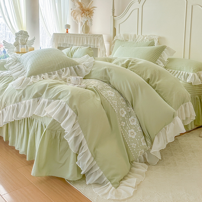 91家纺网 家纺一手货源 找家纺 网红馆（ck家纺）2026新款星河蜜语全棉床盖四件套 星河蜜语 绿