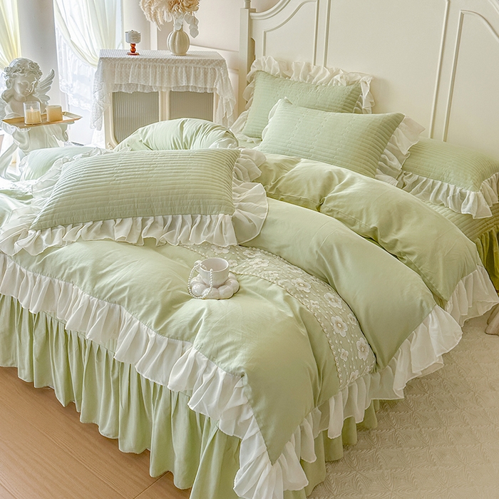 91家纺网 家纺一手货源 找家纺 网红馆（ck家纺）2026新款星河蜜语全棉床盖四件套 星河蜜语 绿