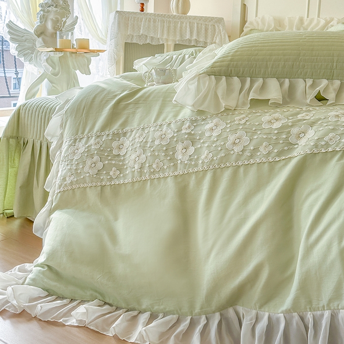 91家纺网 家纺一手货源 找家纺 网红馆（ck家纺）2026新款星河蜜语全棉床盖四件套 星河蜜语 绿