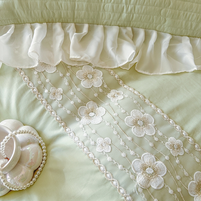 91家纺网 家纺一手货源 找家纺 网红馆（ck家纺）2026新款星河蜜语全棉床盖四件套 星河蜜语 绿