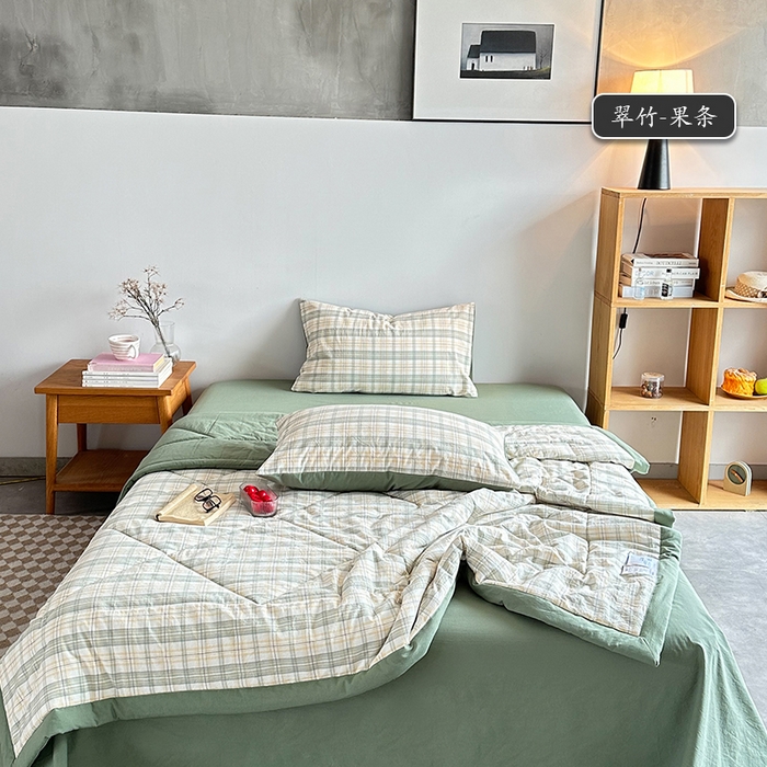 （总）春皖家纺 2026新款全棉色织羽丝绒夏被-风格1