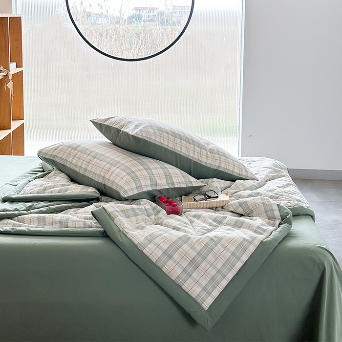 91家纺网 家纺一手货源 找家纺 （总）春皖家纺 2026新款全棉色织羽丝绒夏被-风格1