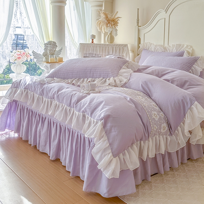 91家纺网 家纺一手货源 找家纺 网红馆（ck家纺）2026新款星河蜜语全棉床盖四件套 星河蜜语 紫