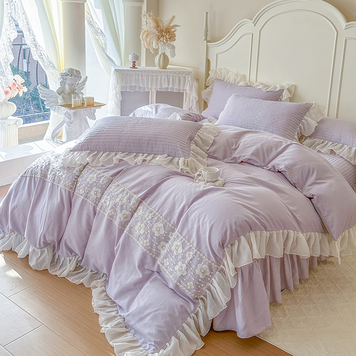 91家纺网 家纺一手货源 找家纺 网红馆（ck家纺）2026新款星河蜜语全棉床盖四件套 星河蜜语 紫