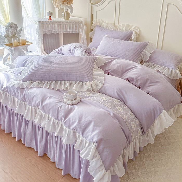 91家纺网 家纺一手货源 找家纺 网红馆（ck家纺）2026新款星河蜜语全棉床盖四件套 星河蜜语 紫