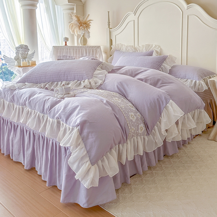 91家纺网 家纺一手货源 找家纺 网红馆（ck家纺）2026新款星河蜜语全棉床盖四件套 星河蜜语 紫