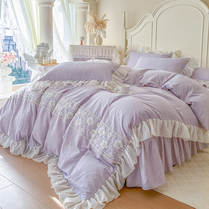 91家纺网 家纺一手货源 找家纺 网红馆（ck家纺）2026新款星河蜜语全棉床盖四件套 星河蜜语 紫