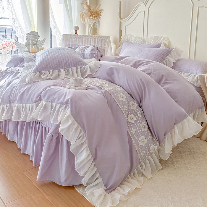 91家纺网 家纺一手货源 找家纺 网红馆（ck家纺）2026新款星河蜜语全棉床盖四件套 星河蜜语 紫