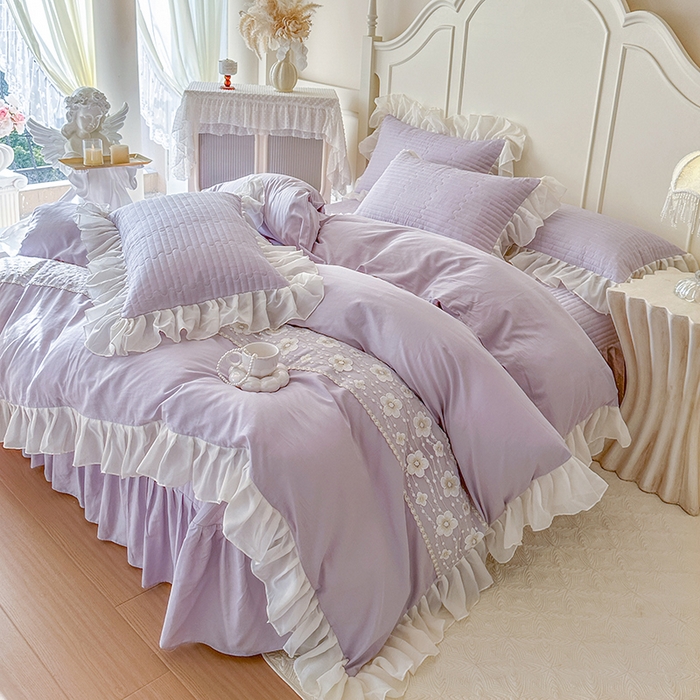 91家纺网 家纺一手货源 找家纺 网红馆（ck家纺）2026新款星河蜜语全棉床盖四件套 星河蜜语 紫