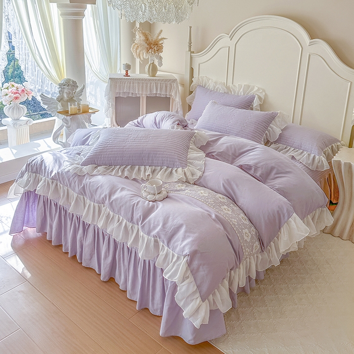 91家纺网 家纺一手货源 找家纺 网红馆（ck家纺）2026新款星河蜜语全棉床盖四件套 星河蜜语 紫