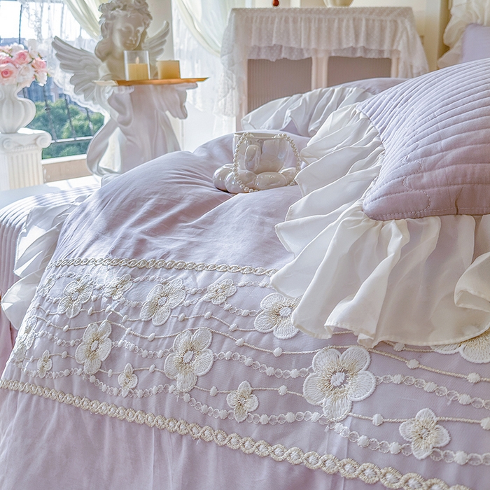 91家纺网 家纺一手货源 找家纺 网红馆（ck家纺）2026新款星河蜜语全棉床盖四件套 星河蜜语 紫