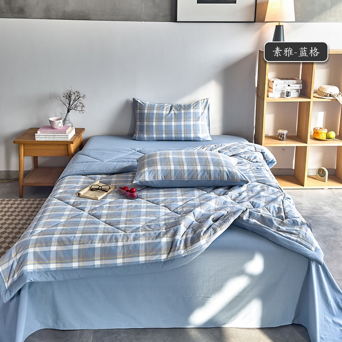 91家纺网 家纺一手货源 找家纺 （总）春皖家纺 2026新款全棉色织羽丝绒夏被-风格1