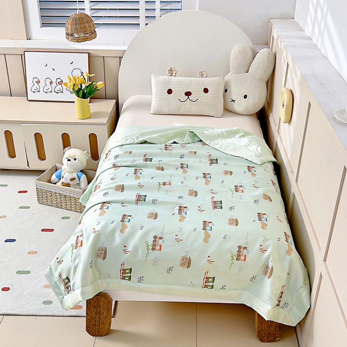 91家纺网 家纺一手货源 找家纺 御棉坊 2026春夏A类天丝活性印染儿童大豆夏被宝宝夏凉被幼儿园午睡空调被薄被子 荒野列车