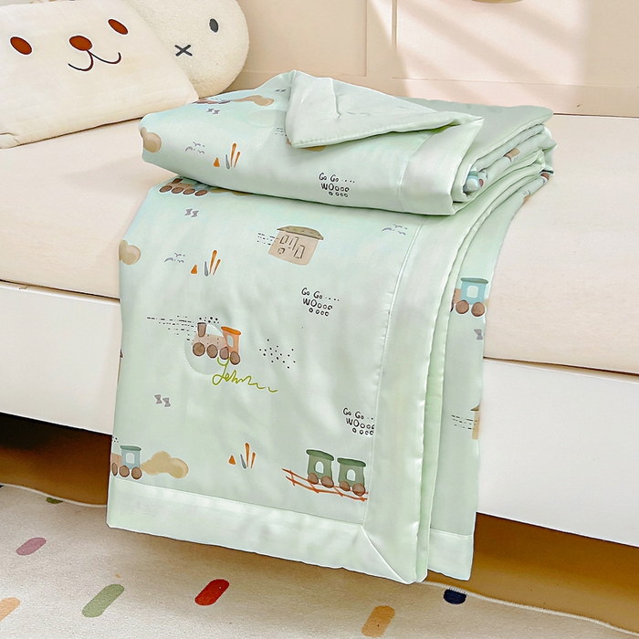 91家纺网 家纺一手货源 找家纺 御棉坊 2026春夏A类天丝活性印染儿童大豆夏被宝宝夏凉被幼儿园午睡空调被薄被子 荒野列车