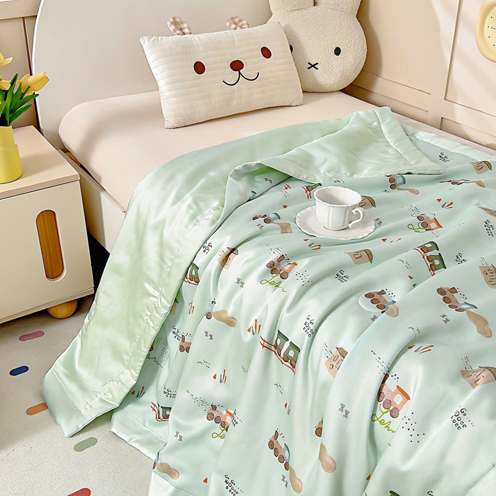 91家纺网 家纺一手货源 找家纺 御棉坊 2026春夏A类天丝活性印染儿童大豆夏被宝宝夏凉被幼儿园午睡空调被薄被子 荒野列车