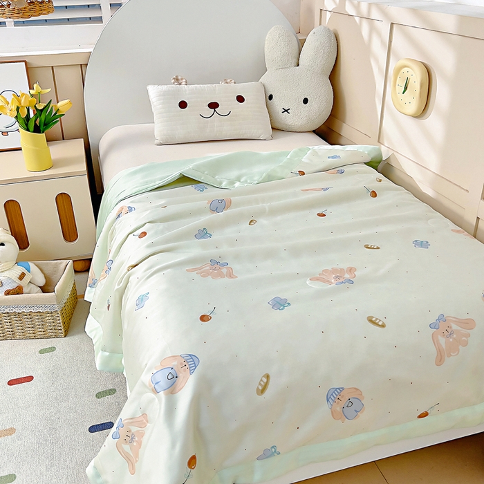 91家纺网 家纺一手货源 找家纺 御棉坊 2026春夏A类天丝活性印染儿童大豆夏被宝宝夏凉被幼儿园午睡空调被薄被子 乐乐兔