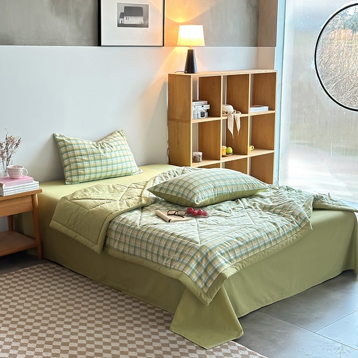 91家纺网 家纺一手货源 找家纺 春皖家纺 2026新款全棉色织羽丝绒夏被-风格1 栗木-芒格