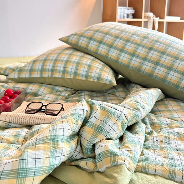 91家纺网 家纺一手货源 找家纺 春皖家纺 2026新款全棉色织羽丝绒夏被-风格1 栗木-芒格